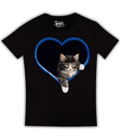 Прикольные футболки: кошки в сердце на черной